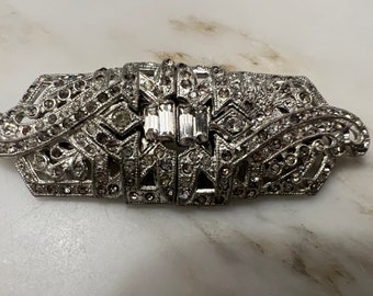 Vintage Coro Duette clear rhinestone shoe clip brooch