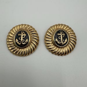 Vintage 1980s gold tone anchor shoe clips