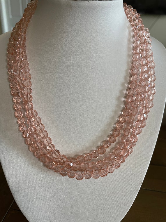 Pair of vintage faceted cut crystal bead necklaces - image 2