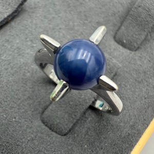 Vintage 14k white gold blue star sapphire ring size 6