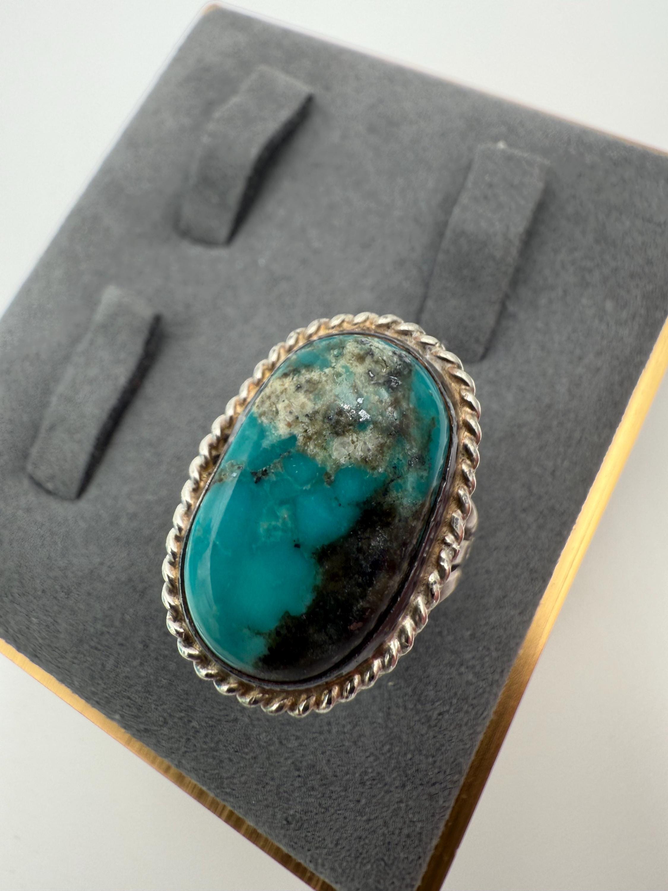 Vintage Sterling Silver Navajo Turquoise Ring Size 8vintage - Etsy
