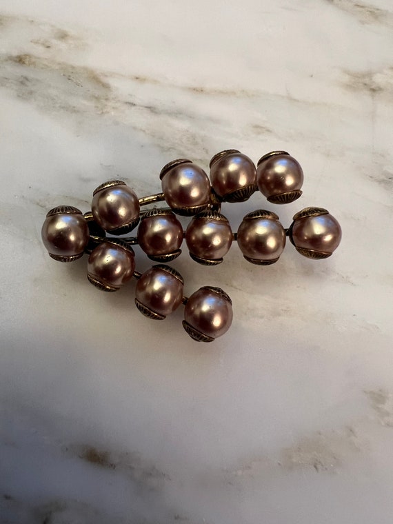 Vintage Triad signed faux pearl brooch