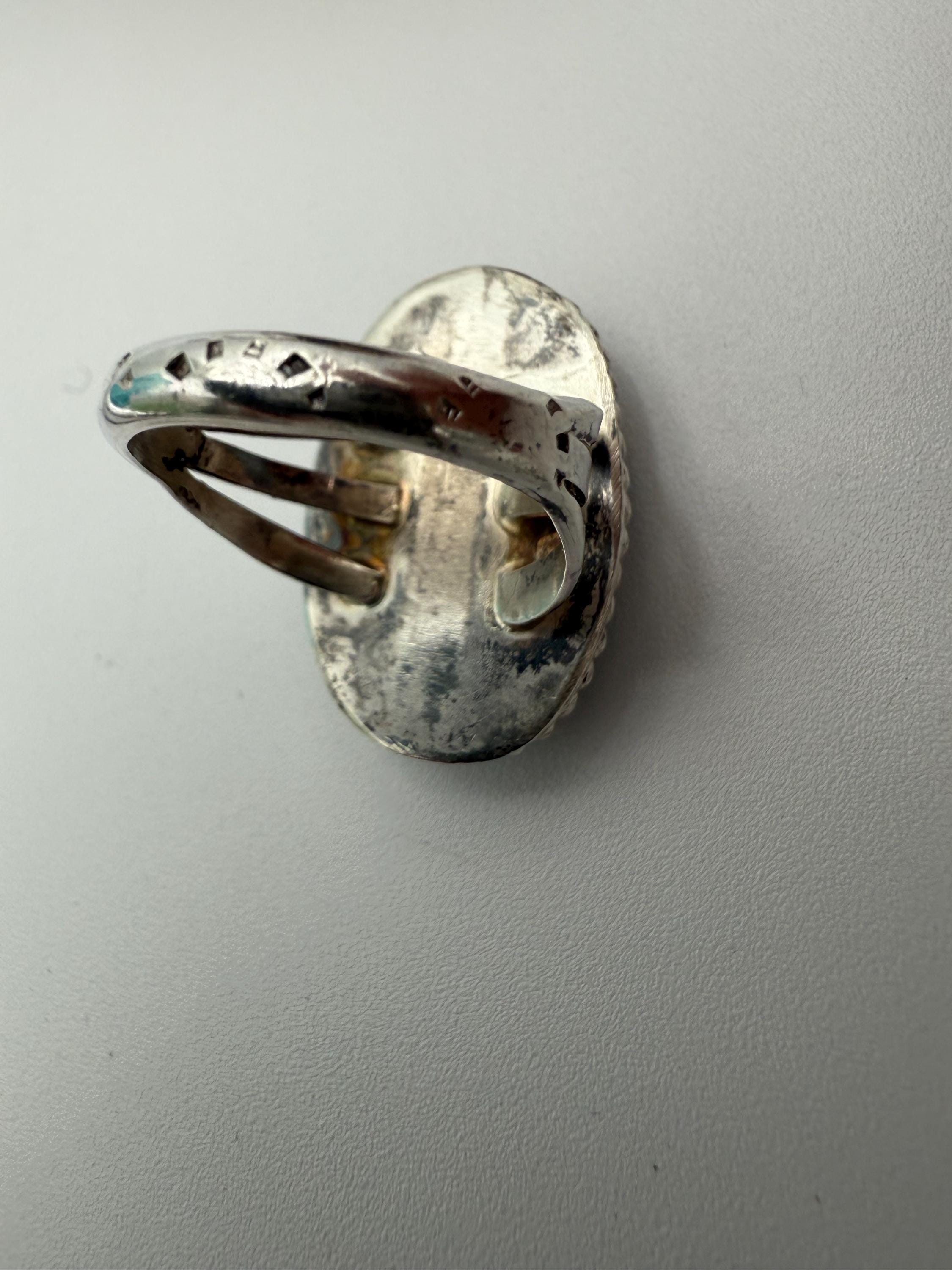 Vintage Sterling Silver Navajo Turquoise Ring Size 8vintage - Etsy