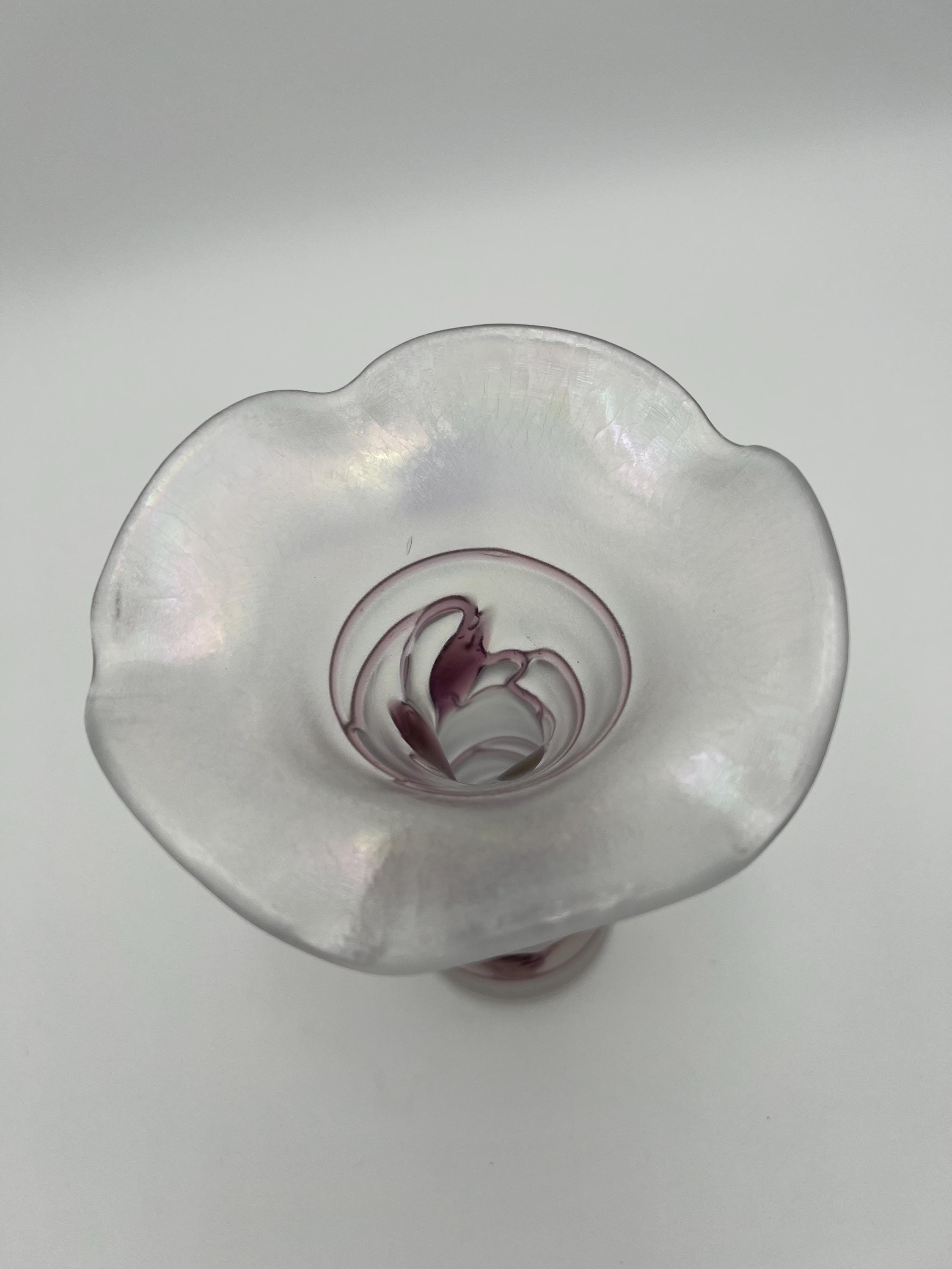 Vintage Poschinger Fleur Pattern Hand Blown Iridescent Vase