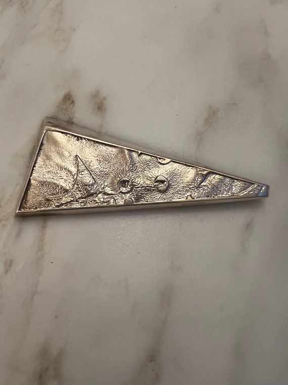 Modernist sterling silver abstract triangular broo