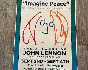 Vintage Yoko Ono Imagine Peace Poster, John Lennon Artworkvintage