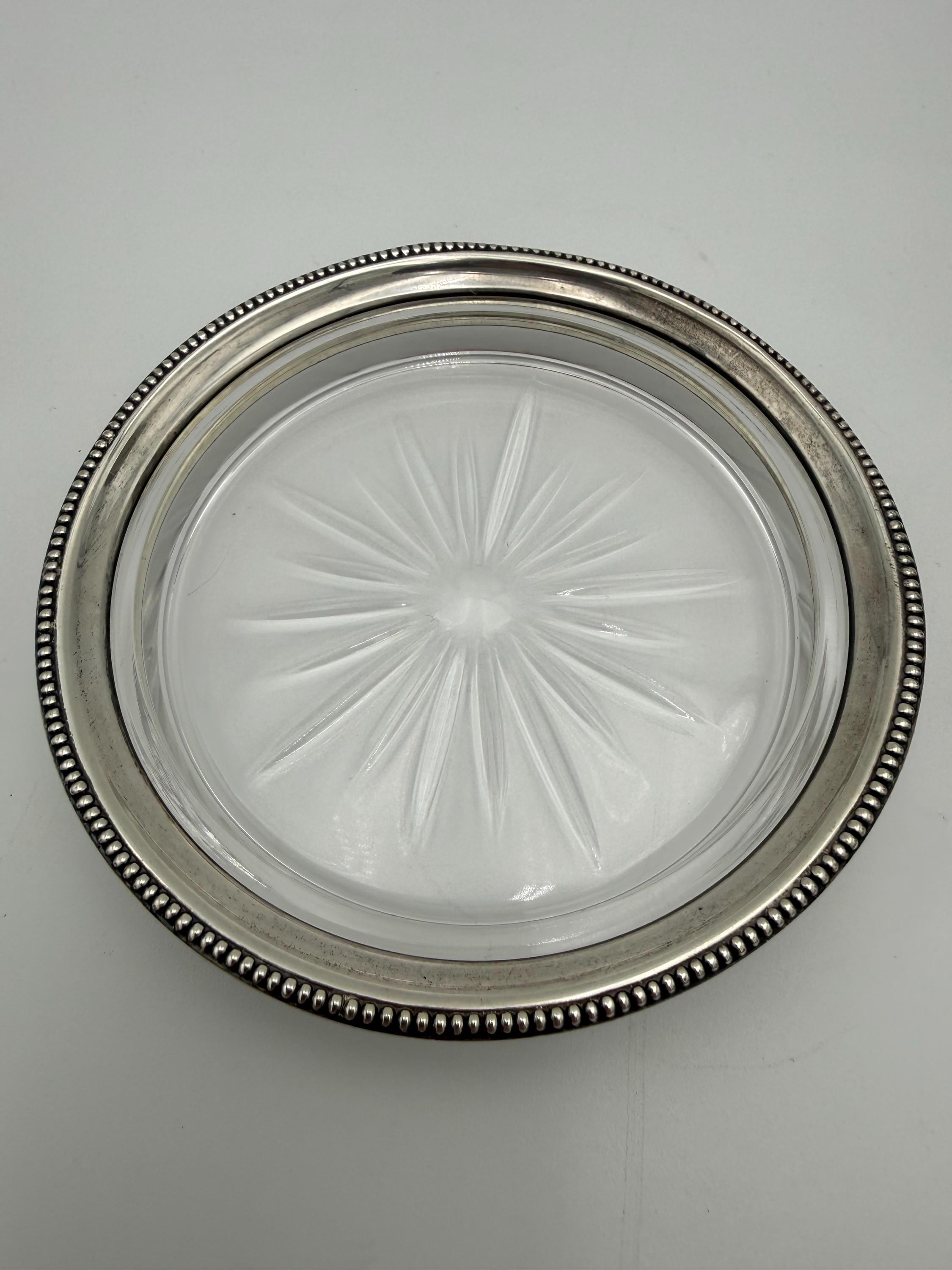 【Frank M. Whiting】 パール グラスコースター【純銀/ガラス】 Frank Whiting Sterling Silver Coaster - Etsy