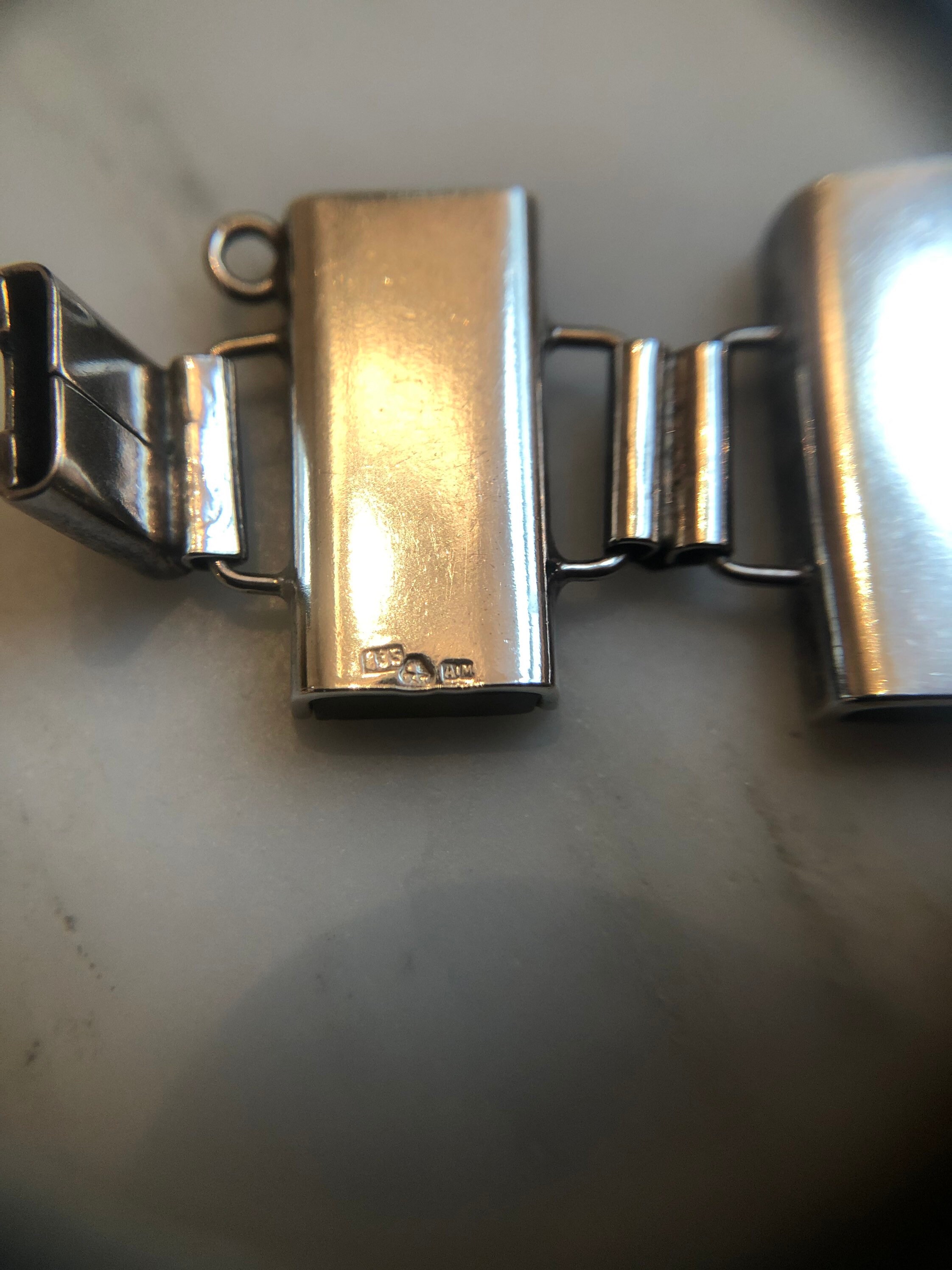 ヴィンテージオーストリア835シルバーとモスアゲートのモダニスト