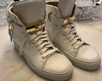 Womens buscemi white leather alta high top sneakers size 40Vintage 