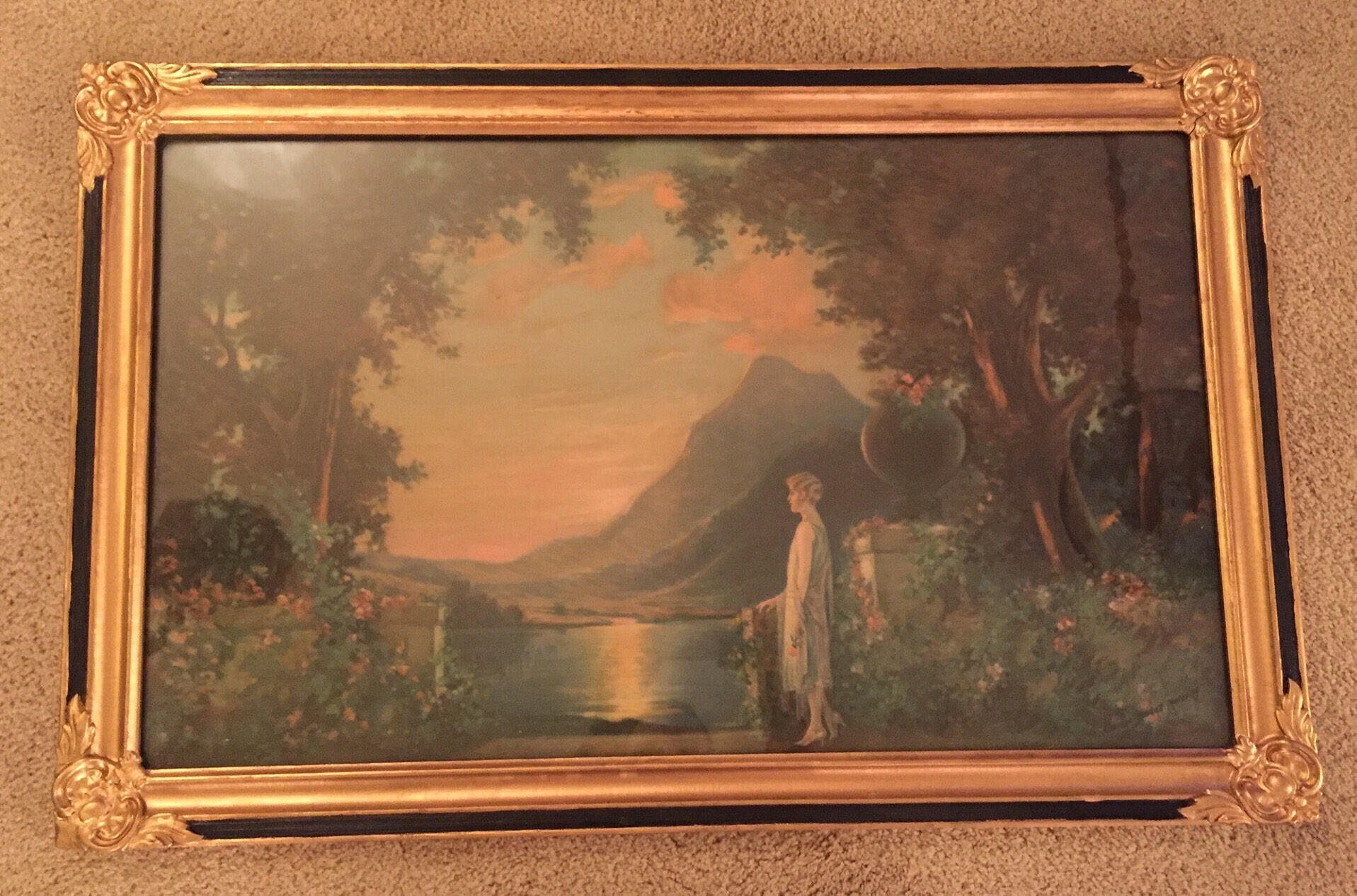 Charles kendall manning lady at sunset framed print