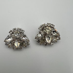 Vintage Kramer clear rhinestone clip earrings