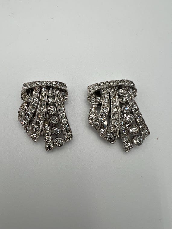 Vintage KTF Trifari art deco rhinestone clip mates shoe clipsVintage