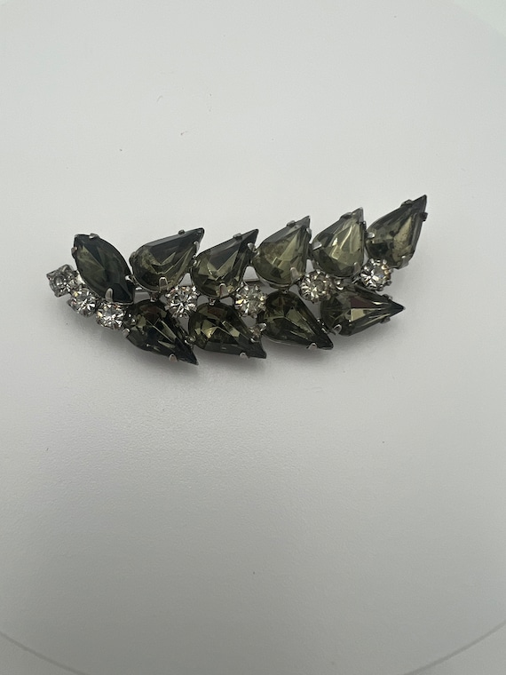 Vintage gray black diamond pear shaped rhinestone 