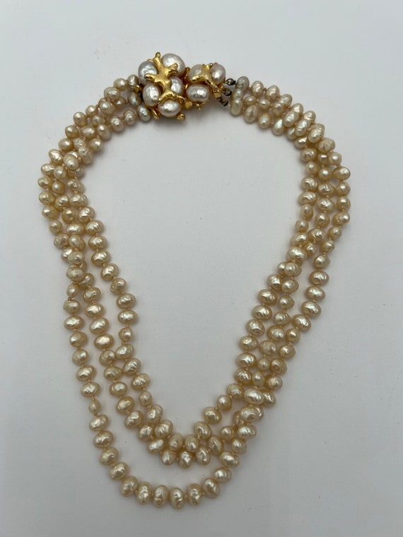 Vintage Les Bernard Multistrand pearl necklace and