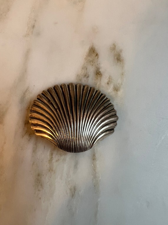 Vintage Beau Sterling shell brooch