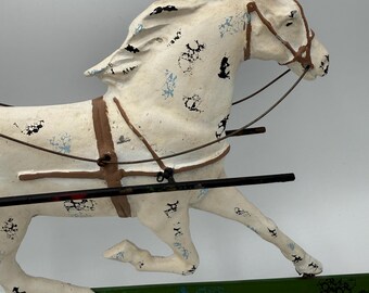 Vintage Curtis Jere Sulky and Horse Metal Sculpture / Weathervane