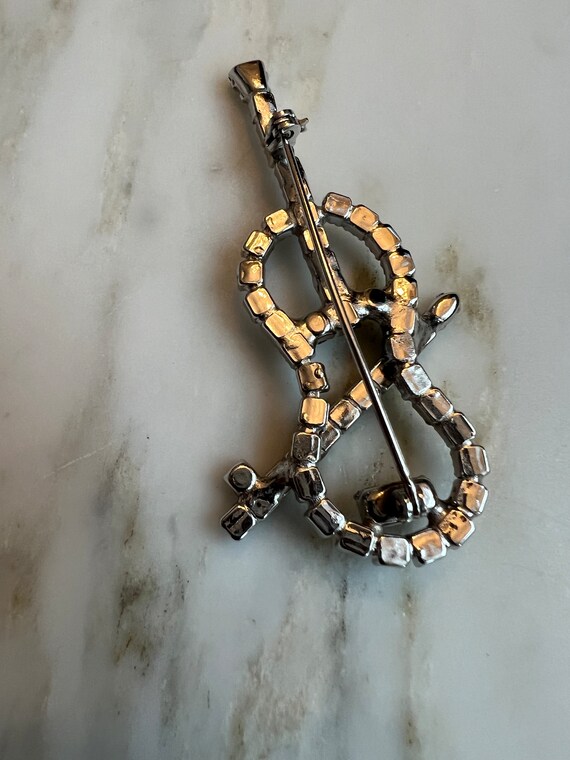 Broche Violon Vintage Strass - Élégante Et Raffinée, Occasion