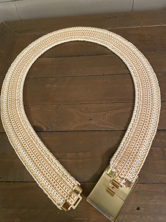 Vintage 1980s silver and gold metal stretch belt … - image 5