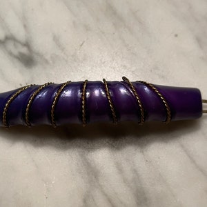 Vintage purple wire wrapped hair barrette made in france
