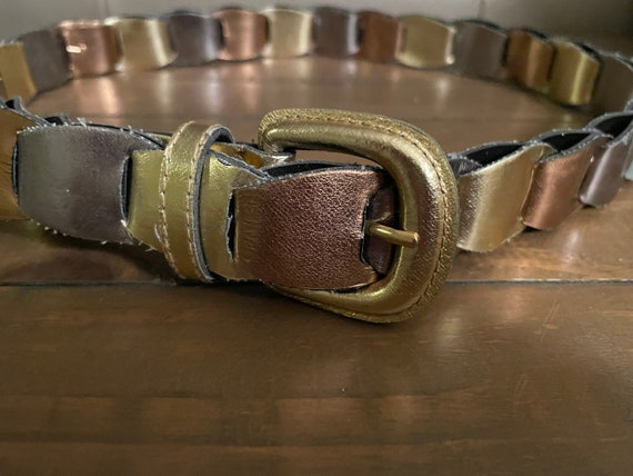 Vintage copper gold and silver link belt - image 2