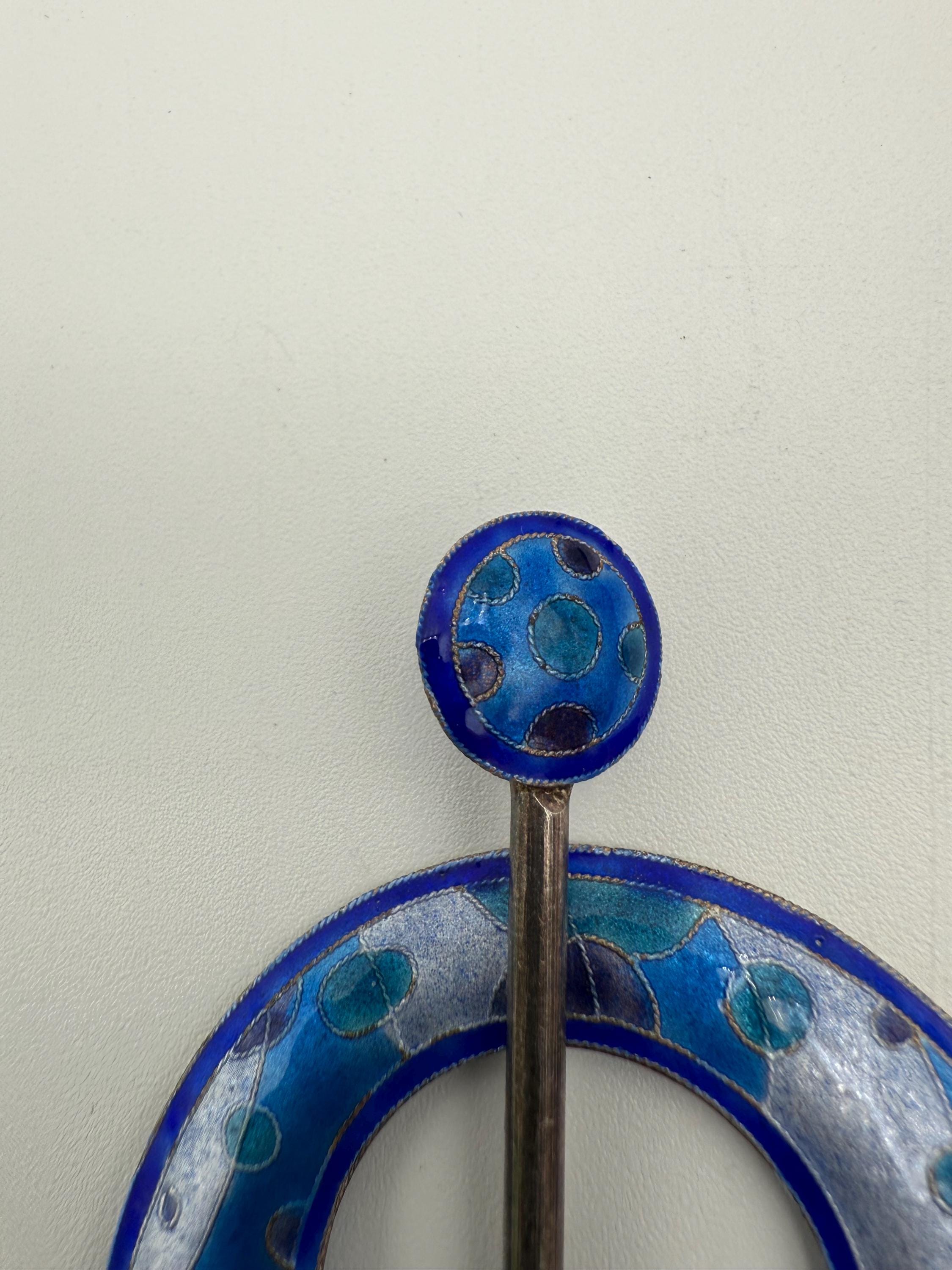 Gita Maria Artisan Glass Enamel On Silver Hair Pin Set Handmade Square Design Gita Maria Sterling Silver Glass Enamel Scarf Hair Pin Hj | eBay main image 3