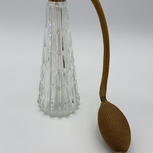 Vintage Ribbed Glass Perfume Atomizer Bottle Czechoslovakia Marcel Frank Style