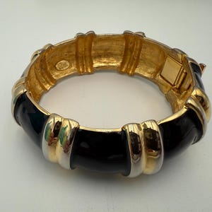 Vintage Joan Rivers black enamel hinged bracelet