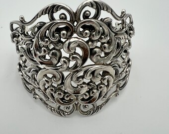 Vintage Danecraft sterling silver filigree cuff bracelet