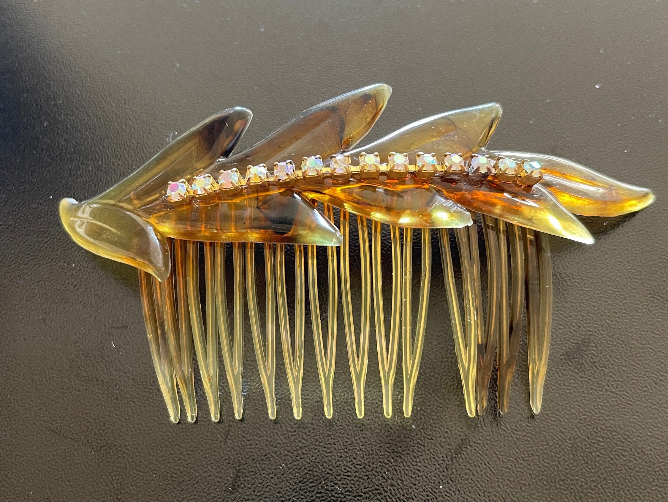 Vintage Aurora Borealist Rhinestone Hair Comb - Etsy display picture 1
