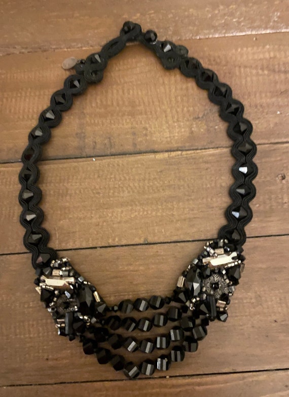 Dori Csengeri Black Beaded Necklace, Adjustable LengthVintage