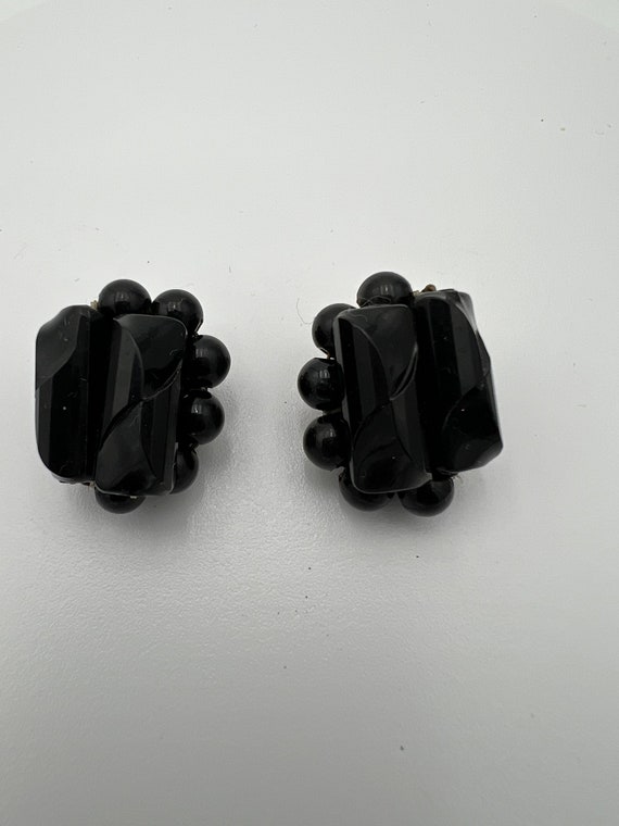 Vintage west Germany black beaded earrings