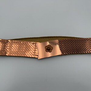Vintage 1980s NOS Wide Copper Stretch Belt With Metal Flower  display picture 2