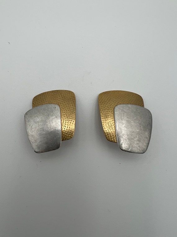 Marjorie Baer SF brass and silver tone earrings