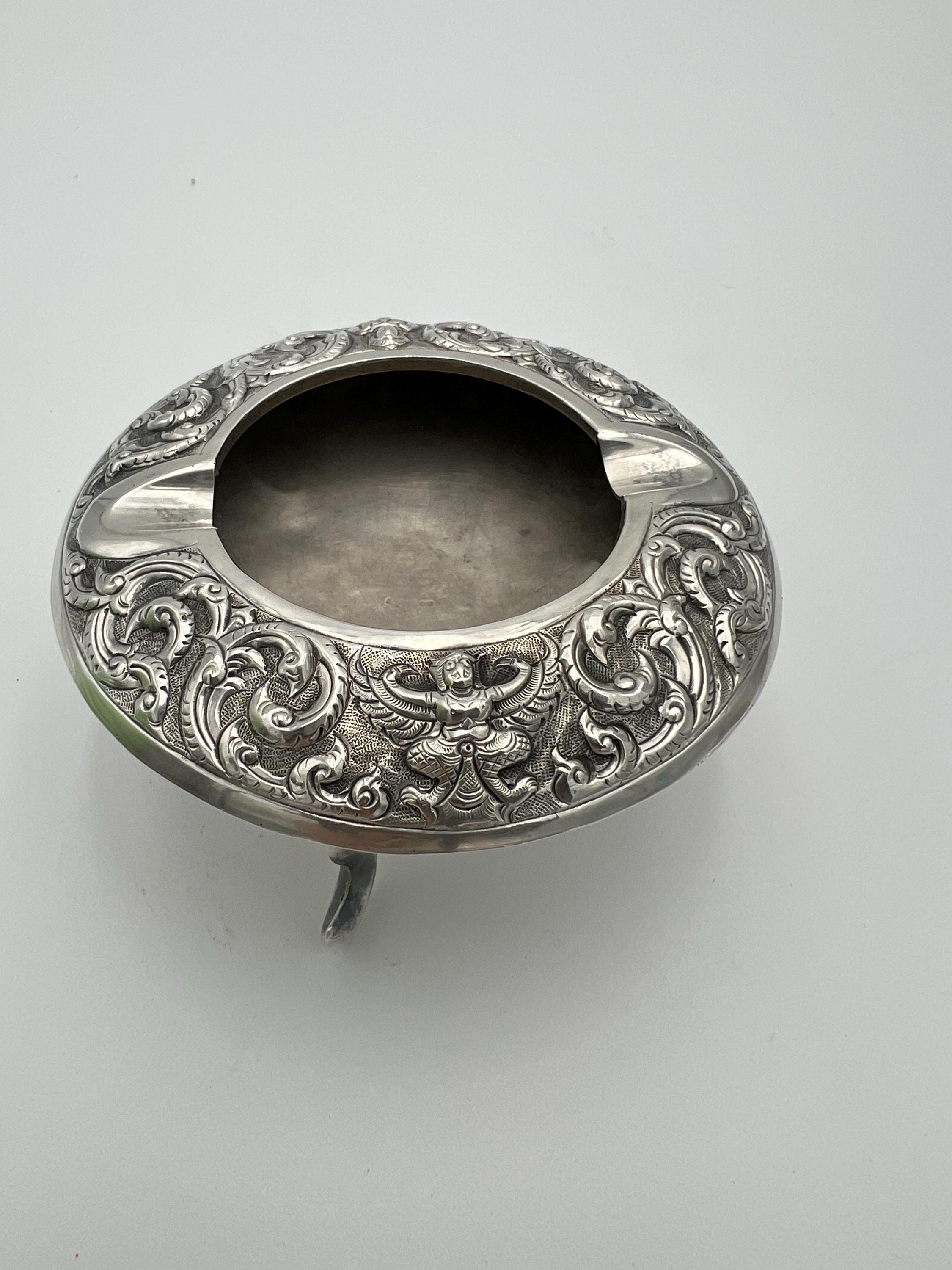 アンティーク雑貨 Siam sterling silver antique and re Vintage Sterling Silver Repousse Siam Ashtray - Etsy