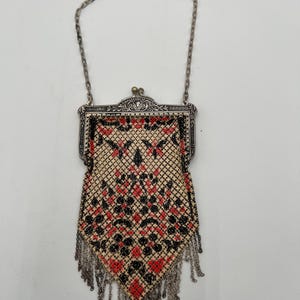 Monedero vintage de malla esmaltada mandalian estilo art déco