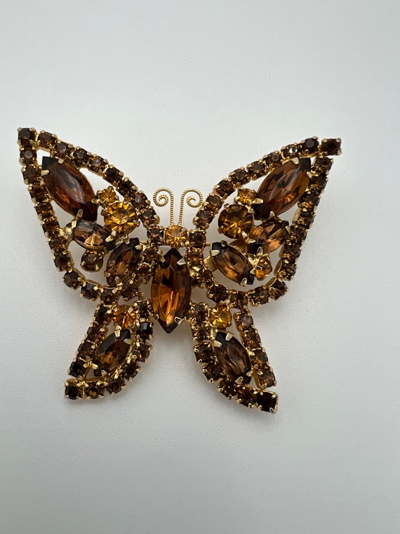 Vintage Weiss topaz rhinestone butterfly brooch