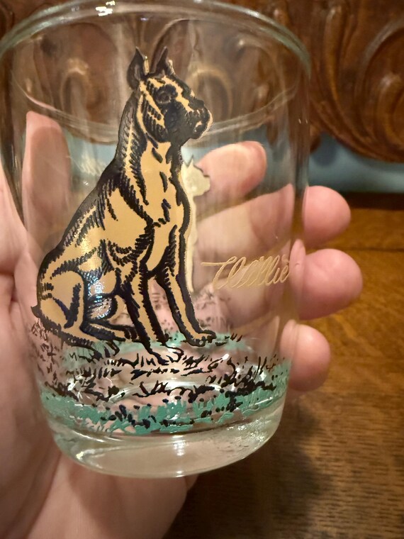 Vintage Hazel-atlas Willie the Boxer Glass – Collectible Dog