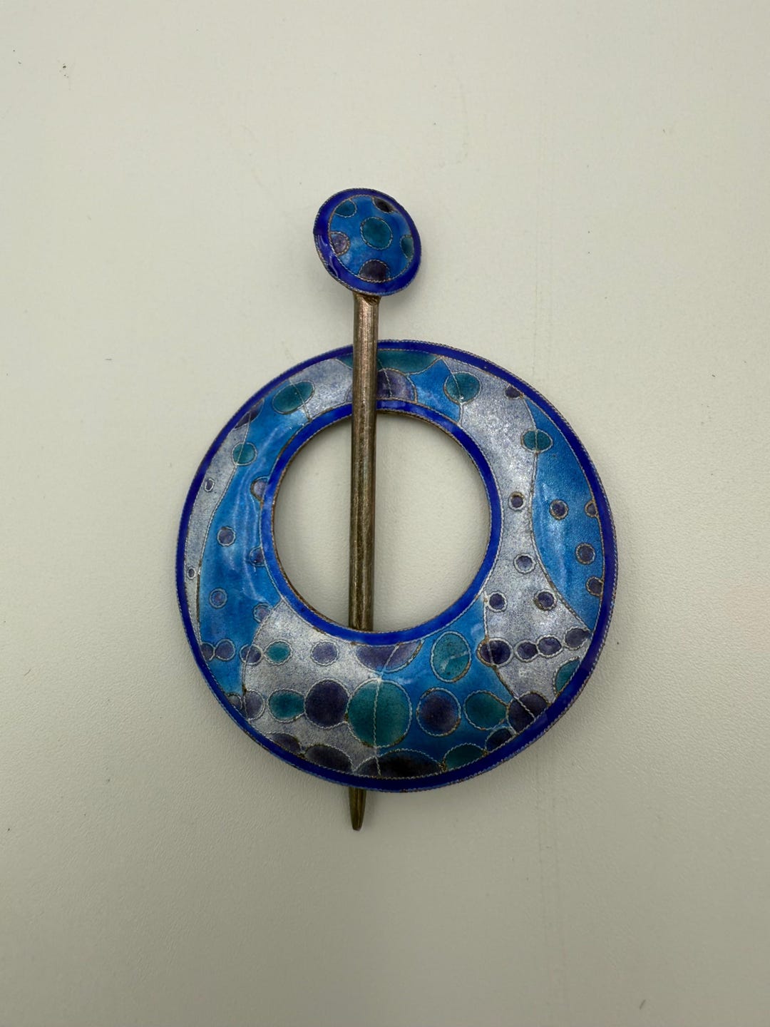 Gita Maria Artisan Glass Enamel On Silver Hair Pin Set Handmade Square Design Gita Maria Sterling Silver Glass Enamel Scarf Hair Pin Hj | eBay main image 2