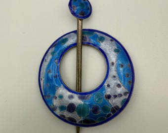 vintage Gita Maria sterling silver on glass enamel shawl or hair pinVintage 