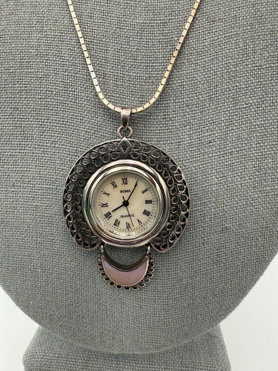 Vintage Boma Sterling Silver and Mother of Pearl Watch  display picture 3