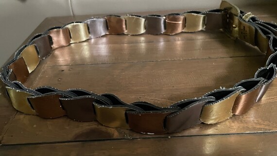 Vintage copper gold and silver link belt - image 4