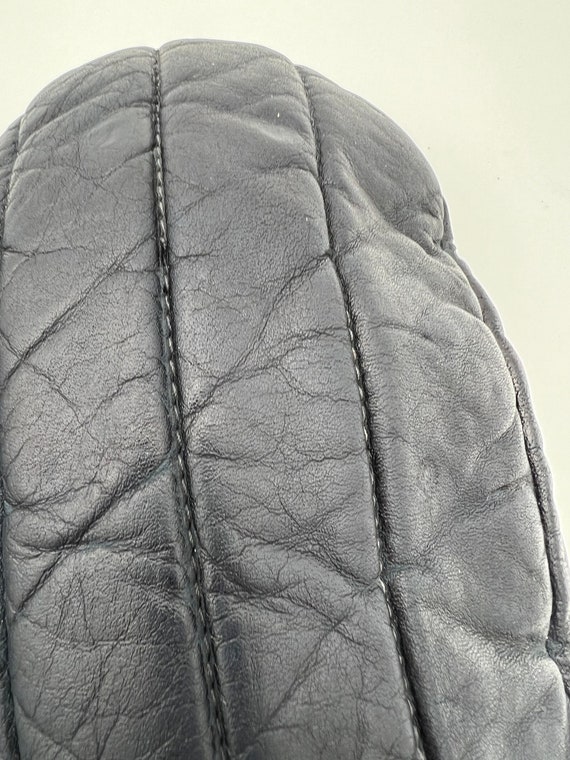Vintage Grandoe navy blue leather fleece lined mi… - image 4