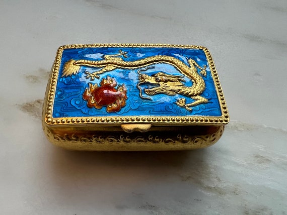 Vintage Chinese export gilt silver enamel guilloc… - image 1