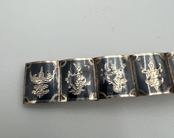 Vintage Siam Sterling Silver Bracelet - Etsy