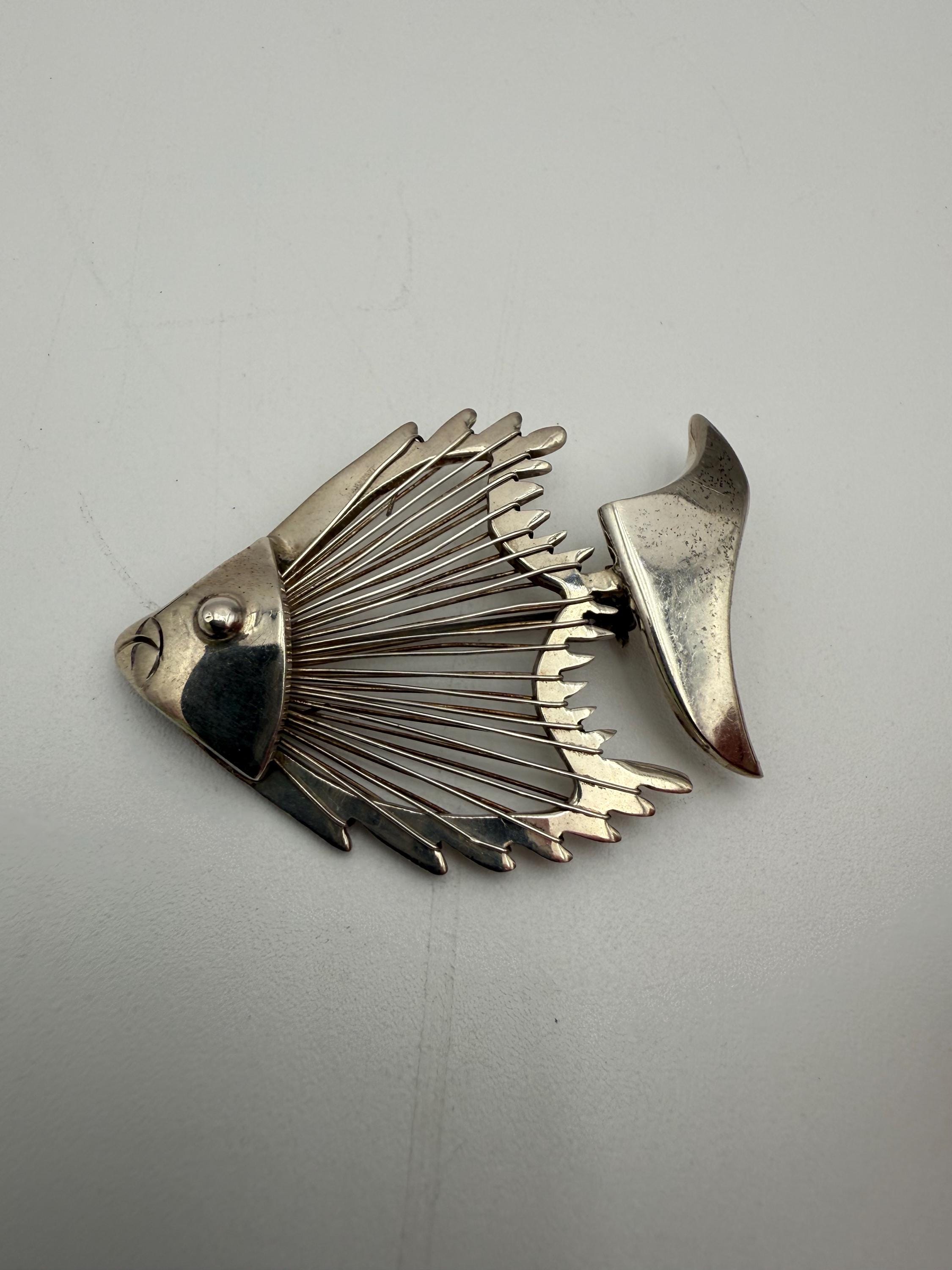 Vintage Taxco Mexico Sterling Silver Wire Fish Brooch - Etsy Denmark