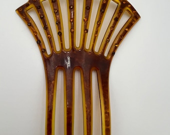 Antique Amber and Black Lucite / Celluloid Art Deco Mantilla  display picture 3