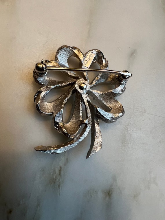 Vintage crown Trifari silver tone flower pinwheel… - image 3