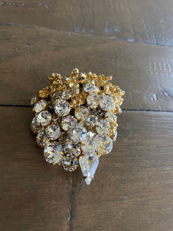 Gorgeous heavy faux gold nugget and wired rhinesto