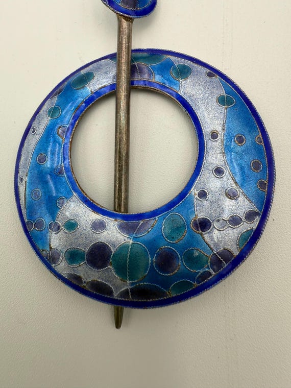 Gita Maria Artisan Glass Enamel On Silver Hair Pin Set Handmade Square Design Gita Maria Sterling Silver Glass Enamel Scarf Hair Pin Hj | eBay main image 4