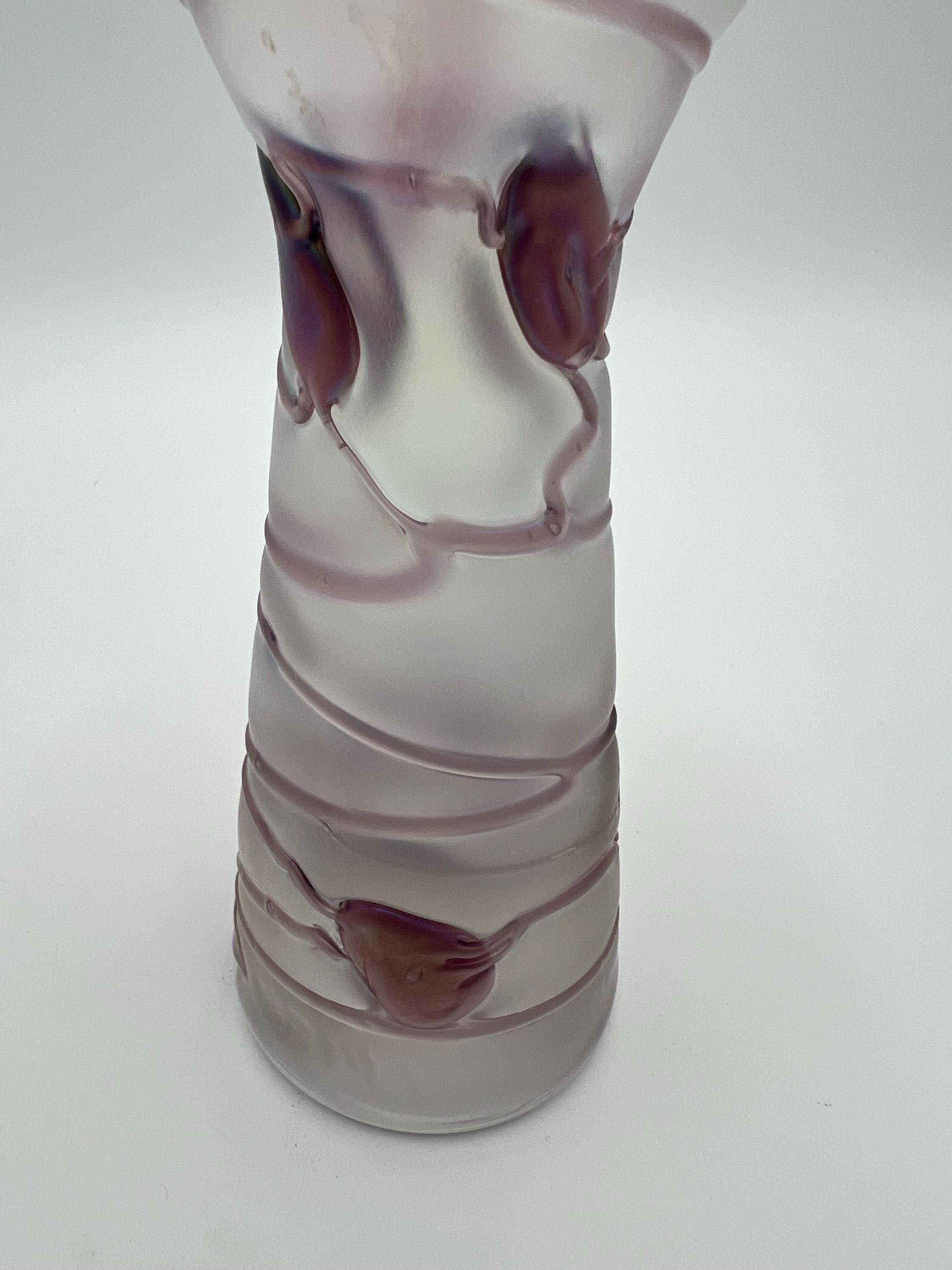 poschinger crystalwerks 花瓶 Vintage Poschinger Fleur Pattern Hand Blown Iridescent Vase
